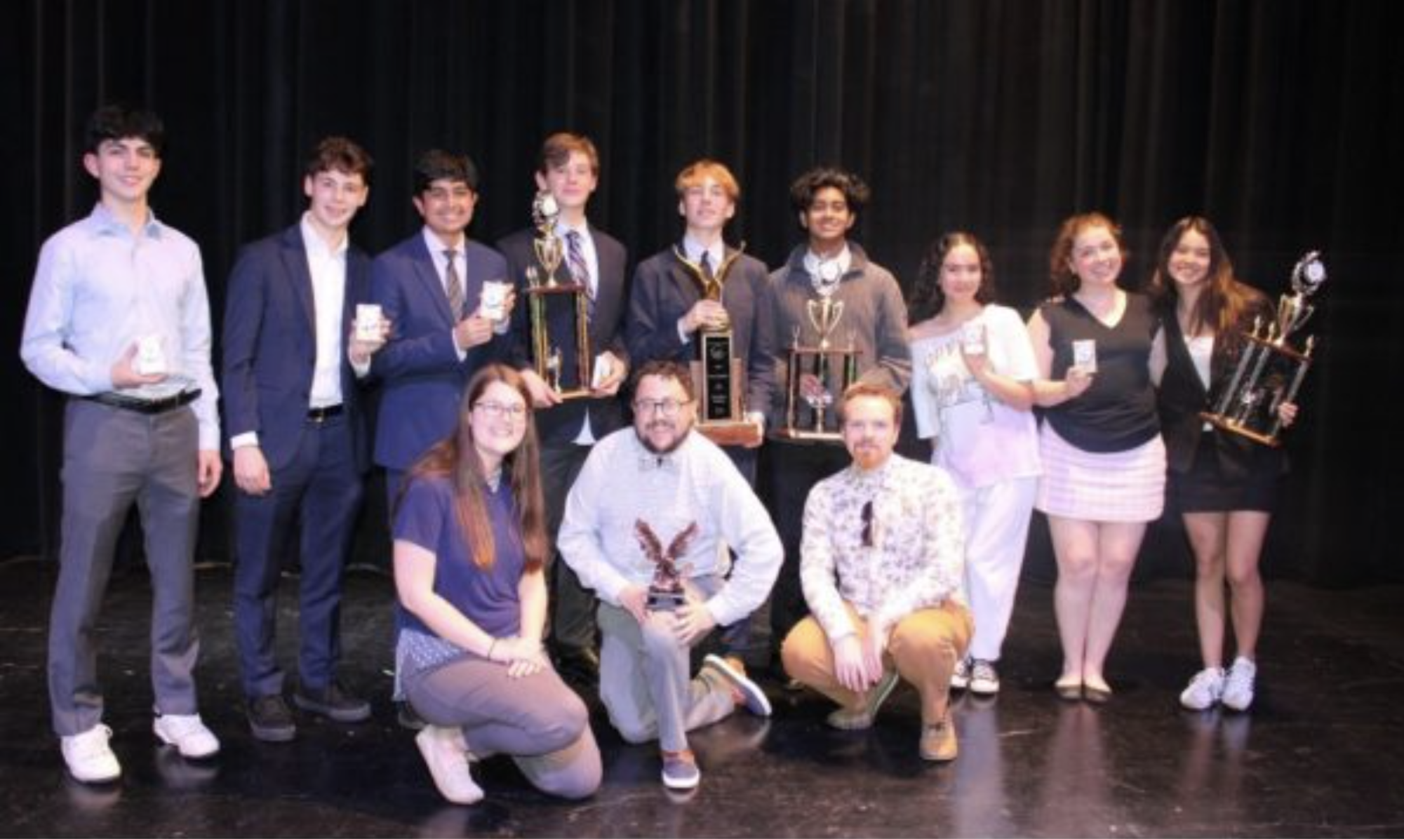 The forensics team poses with their trophies from the 2024 state tournament.
Photo by speech and debate team, used with permission.